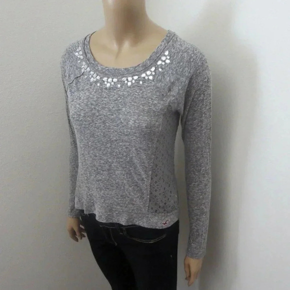 Hollister Marled Rhinestone Embellished Top Small - Picture 2 of 6